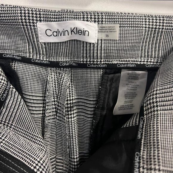 Calvin Klein Plaid Print Flat Front Wide Leg women Pants - Picture 3 of 4